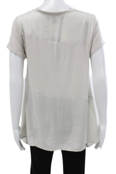 Renuar Womens Tunic Blouse Beige Crew Neck Short Sleeve Polyester Size XS