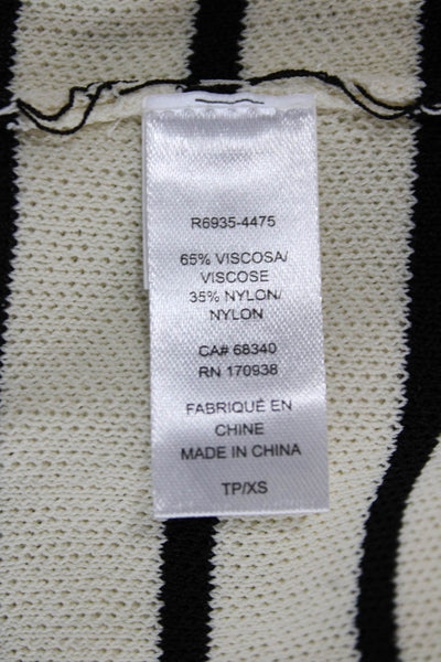 Renuar Women Cardigan Black Striped Viscose Long Sleeve Round Neck Size XS