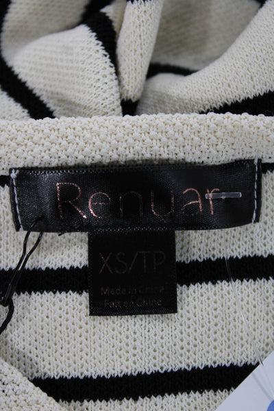 Renuar Women Cardigan Black Striped Viscose Long Sleeve Round Neck Size XS