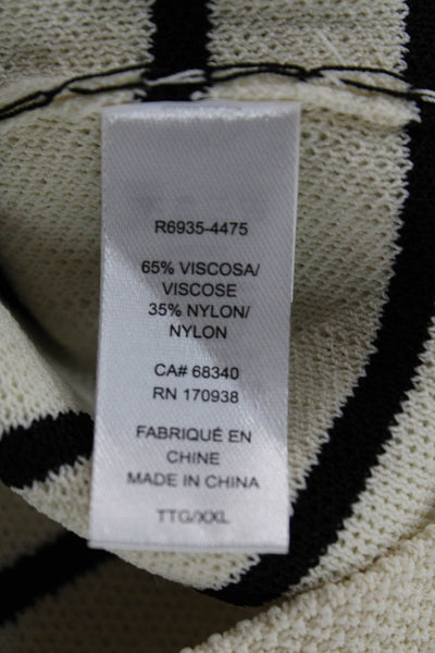 Renuar Womens Plus Cardigan Ivory Striped 65% Viscose Long Sleeve Size 2XL