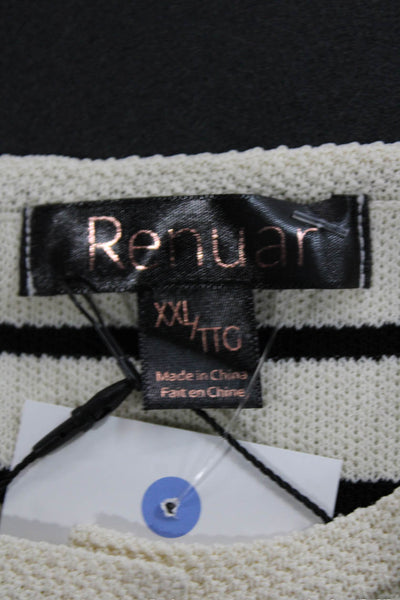 Renuar Womens Plus Cardigan Ivory Striped 65% Viscose Long Sleeve Size 2XL
