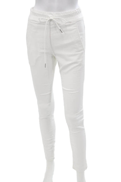 Flog Womens Jogger Pants White Drawstring Cotton Stretch Size 24