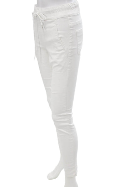 Flog Womens Jogger Pants White Drawstring Cotton Stretch Size 24