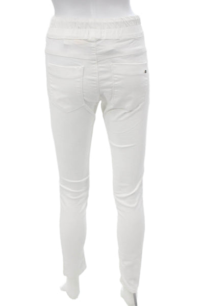 Flog Womens Jogger Pants White Drawstring Cotton Stretch Size 24