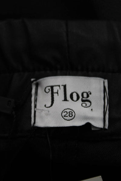 Flog Womens Black Jogger Pants Drawstring Cotton Stretch Size 28