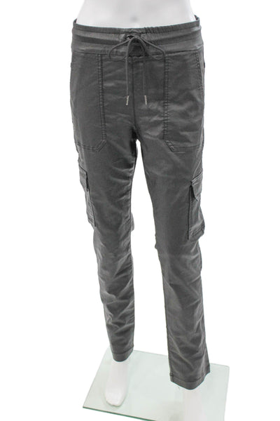 Flog Womens Cargo Pants Gray Cotton Drawstring Size 28
