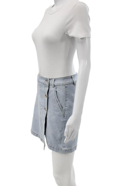 Renuar Womens A-Line Cotton Skirt Solid Blue Size XS