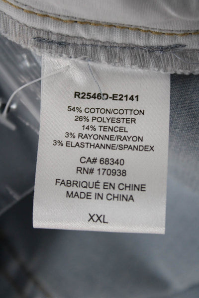 Renuar Womens A-Line Cotton Solid Button Front Skirt Blue Size 2XL