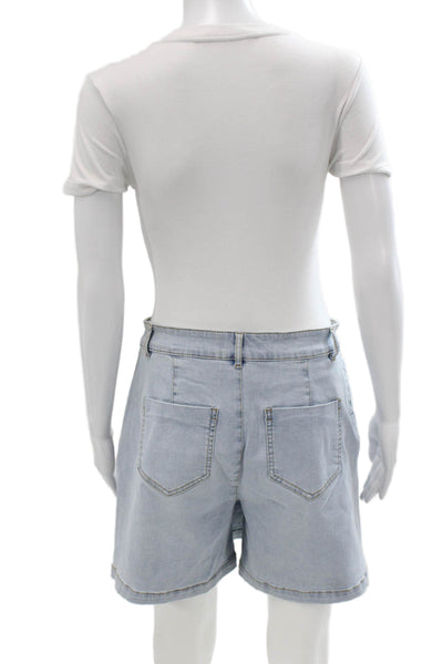 Renuar Womens A-Line Blue Cotton Skirt Button Size M