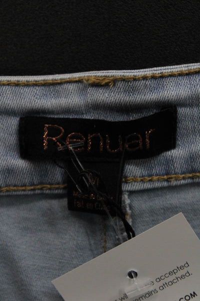 Renuar Womens A-Line Blue Cotton Skirt Button Size M
