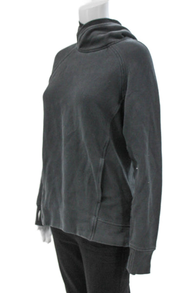 Lululemon Women Black Pullover Hoodie High Neck Long Sleeve Cotton Blend Size 6