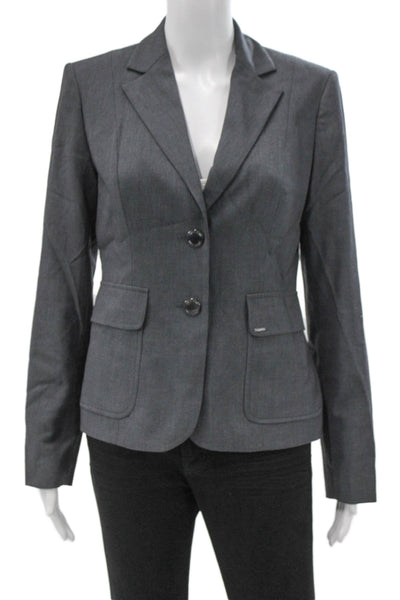 Calvin Klein Womens Blazer Gray Button Long Sleeve Size 2