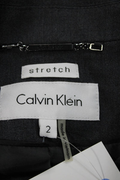 Calvin Klein Womens Blazer Gray Button Long Sleeve Size 2