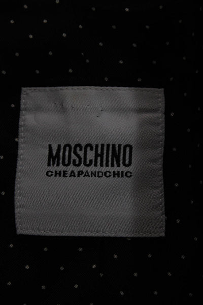 Moschino Cheap & Chic Womens Pea Coat Navy Striped Wool Button Closure Size 10