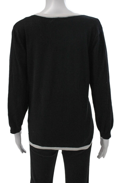 Catherine Malandrino Women Cardigan Black Long Sleeve Round Neck Size L