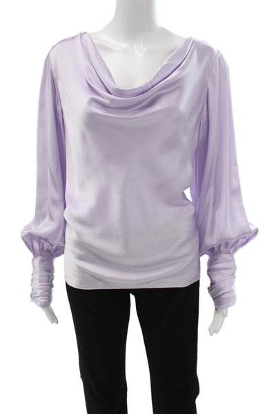 Tyler Boe Women Silk Cowl Neck Long Sleeve Purple Blouse Pullover Size XL
