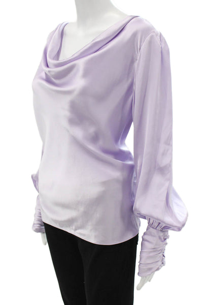 Tyler Boe Women Silk Cowl Neck Long Sleeve Purple Blouse Pullover Size XL