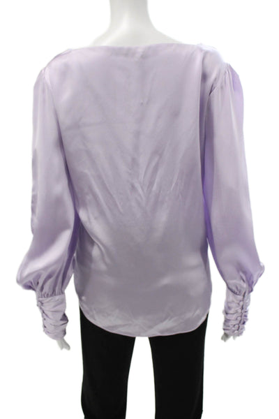 Tyler Boe Women Silk Cowl Neck Long Sleeve Purple Blouse Pullover Size XL
