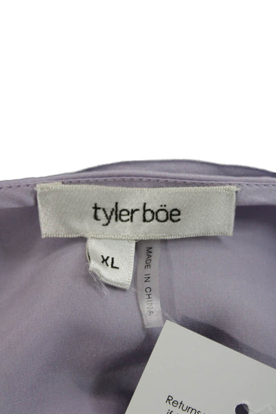 Tyler Boe Women Silk Cowl Neck Long Sleeve Purple Blouse Pullover Size XL