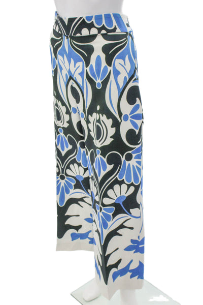 Zara Womens Dress Pants Blue Floral Polyester Blend Zip Size XL
