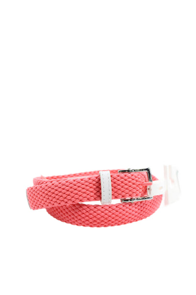 Nike Womens Leather Trim Woven Belt Coral Pink Size Small