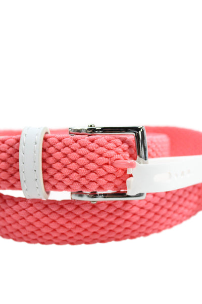 Nike Womens Leather Trim Woven Belt Coral Pink Size Small