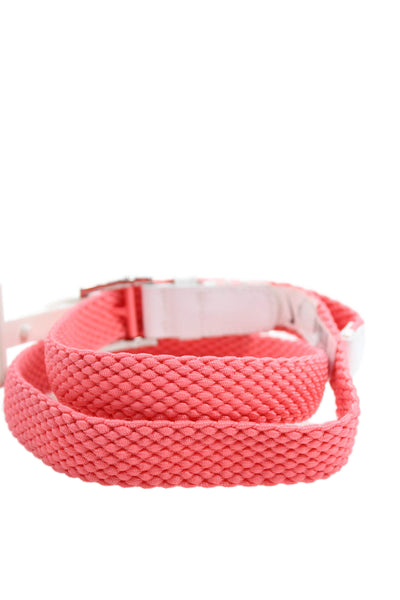 Nike Womens Leather Trim Woven Belt Coral Pink Size Small