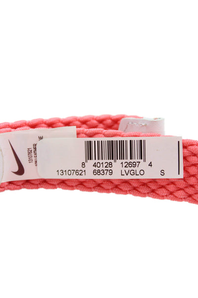 Nike Womens Leather Trim Woven Belt Coral Pink Size Small