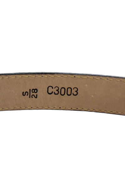 Brighton Womens Leather Crocodile Print Silver Tone Belt Black Size Small