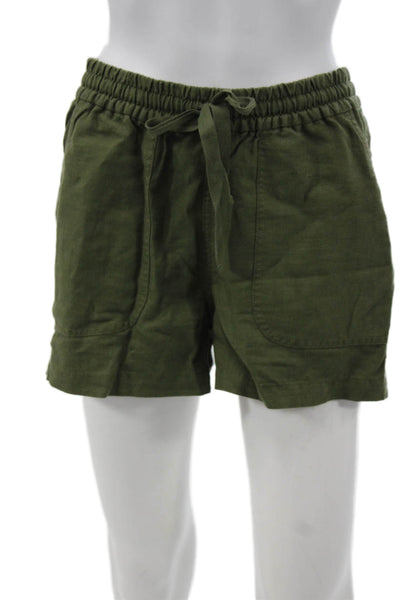 J Crew Women Green Linen Utility Drawstring Shorts Size XS