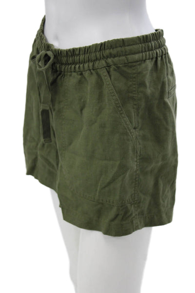 J Crew Women Green Linen Utility Drawstring Shorts Size XS