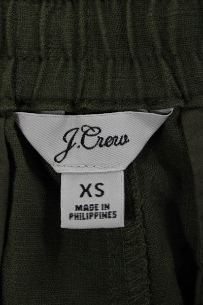 J Crew Women Green Linen Utility Drawstring Shorts Size XS