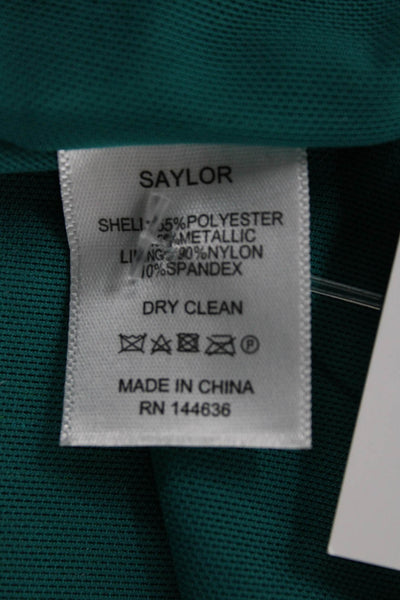 Saylor Womens Wrap Dress Green Striped One Shoulder Midi Sleeveless Zip Size M