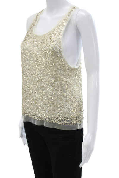 Gryphon New York Women Basic Sleeveless Tank Gold Nylon Round Neck Size S