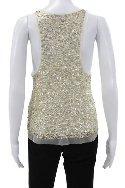 Gryphon New York Women Basic Sleeveless Tank Gold Nylon Round Neck Size S