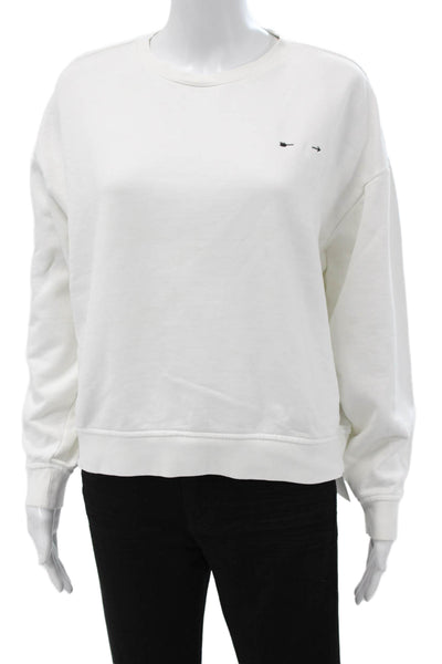 The Upside Women Pullover Sweater White Cotton Crew Neck Long Sleeve Size S