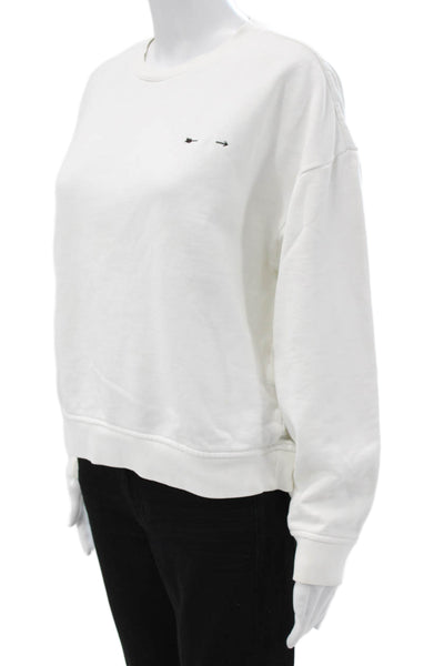 The Upside Women Pullover Sweater White Cotton Crew Neck Long Sleeve Size S