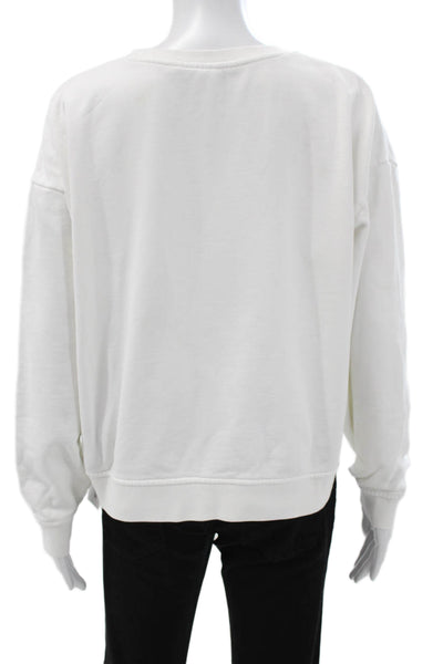 The Upside Women Pullover Sweater White Cotton Crew Neck Long Sleeve Size S