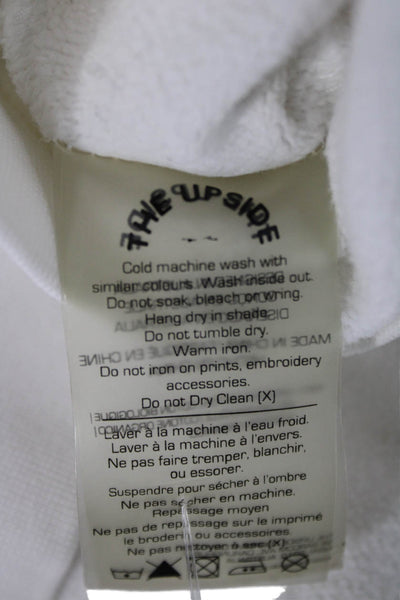 The Upside Women Pullover Sweater White Cotton Crew Neck Long Sleeve Size S