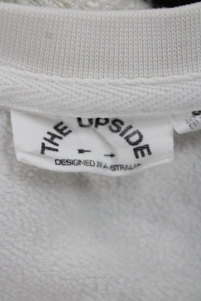 The Upside Women Pullover Sweater White Cotton Crew Neck Long Sleeve Size S