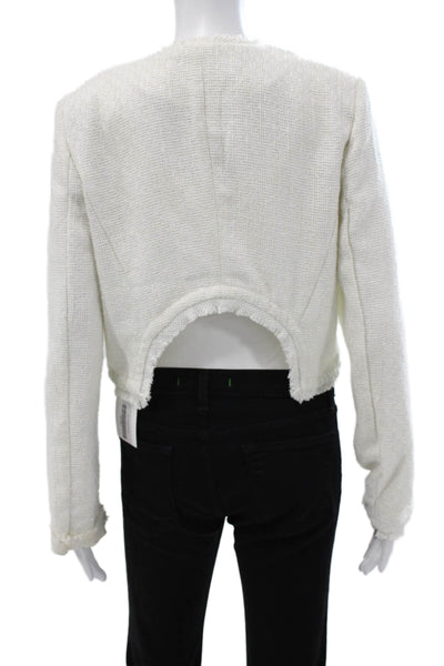 Cindigindi Women Basic Jacket White Polyester Long Sleeve Size L