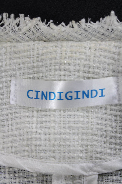 Cindigindi Women Basic Jacket White Polyester Long Sleeve Size L