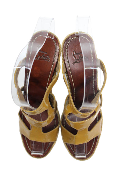 Christian Louboutin Womens Espadrille Wedge Sandals Yellow Size 38 8