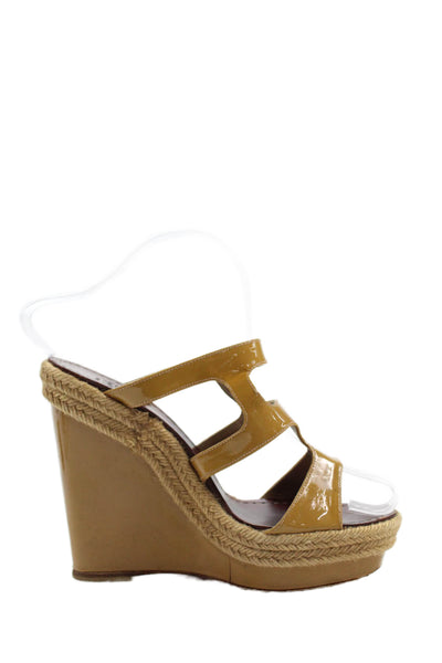 Christian Louboutin Womens Espadrille Wedge Sandals Yellow Size 38 8