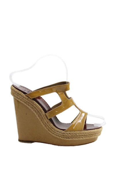 Christian Louboutin Womens Espadrille Wedge Sandals Yellow Size 38 8