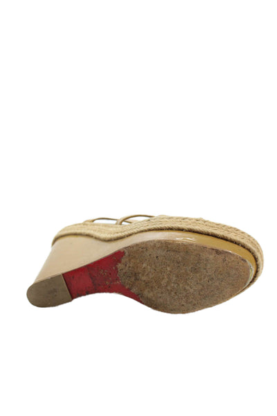 Christian Louboutin Womens Espadrille Wedge Sandals Yellow Size 38 8
