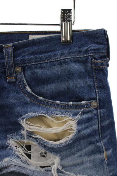 Rag & Bone Womens Cut-Off Shorts Blue Cotton Button Size 26