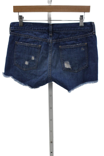 Rag & Bone Womens Cut-Off Shorts Blue Cotton Button Size 26