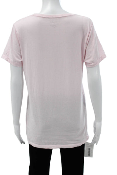 J Crew Women Basic Pink Cotton Scoop Neck Animal Print Dogs T-Shirt Size M