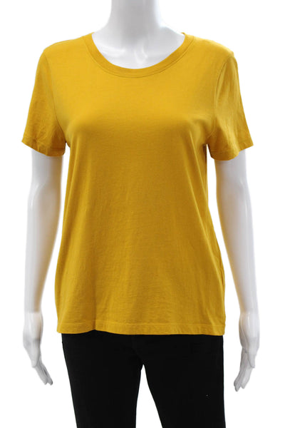J Crew Women Basic Yellow Cotton Crew Neck Short Sleeve T-Shirt Size M